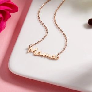 Mama Cursive Gold Necklace